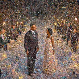 Barack and Michelle Obama made from cotton candy, cozy night fireflies, torches, Alena Aenami, Petros Afshar, Noah Bradley, Anton Fadeev, Anato Finnstark, Steve Henderson, Filip Hodas, Mark Keathley, Thomas Kinkade, Phil Koch, Gilbert Williams, Mike Winkelmann, Beeple