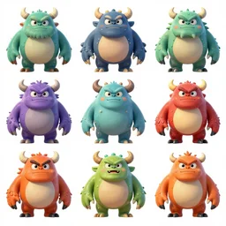 game asset sheet, material study, 2 d sprite, monsters and enemies, vibrant colors