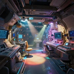 interior design of a space station, unreal engine, photorealistic, colorful, light rays, highly detailed, excellent composition, trending on artstation