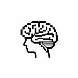 minimalist logo icon for a wandering mind, one person, brain filter pixelated, retro psychology, victo ngai, kilian eng, lois van baarle