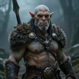 a photorealistic portrait shot of a fantasy orc