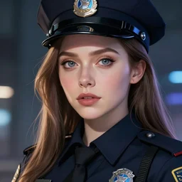 anime key visual of elizabeth olsen police officer, cyberpunk, futuristic, long hair, perfect eyes, stunning features, perfect face, high details, digital painting, artstation, smooth face, soft focus, illustration, art by artgerm and greg rutkowski and alphonse mucha