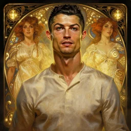 portrait of cristiano ronaldo, cottagecore, glowing lights intricate, elegant, highly detailed, digital painting, artstation, concept art, smooth, sharp focus, illustration, art by artgerm and greg rutkowski and alphonse mucha