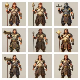 concept art for the 1 2 dnd character classes. each in its own square