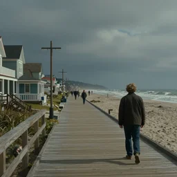 boardwalk, seaside painting by brain froud, charles vess, cinematic lighting, epic composition, highly detailed