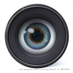 “ very gorgeous illustration involving a camera lens and a human eye, award - winning details ”