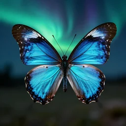 a butterfly with northern lights wings