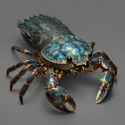 anthropomorphic line segment head in opal edgy darktourmaline fiddler crab, intricate, elegant, highly detailed animal monster, digital painting, artstation, concept art, smooth, sharp focus, illustration, art by artgerm, bob eggleton, michael whelan, stephen hickman, richard corben, wayne barlowe, trending on artstation and greg rutkowski and alphonse mucha, 8 k