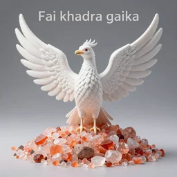 white phoenix orange pink salt crystals sharp detail 3d render simple background graphic design cover art fai khadra gaika style