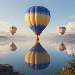 symmetry!! surreal landscape of a dream, hot air balloon, very detailed, serene, peaceful, perfect lighting, perfect composition, digital art, illustration, artstation, artgerm, derek zabrocki, greg rutkowski, 4 k