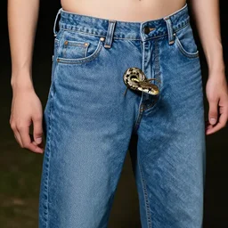 a snake in blue jeans
