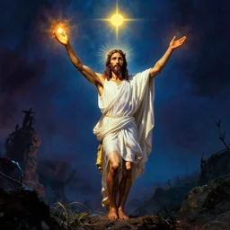 jesus christ casting a spell, dramatic, cinecolor