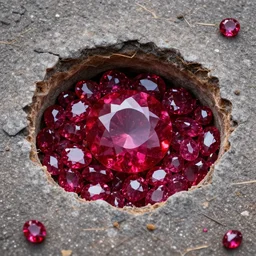 an big hole on the street full of ruby gems