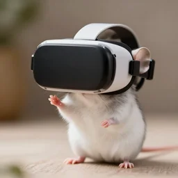 a cute mouse trying vr for the first time, photography, 1 7 mm, f / 1 6, award wining photography, close up, soft lighting