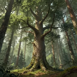 ent monster tree in a swedish forest, very low angle photograph, very detailed, trending on artstation, realistic, soft colors, illustration by john bauer, simon stålenhag