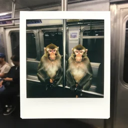 2 0 0 monkeys on the subway, polaroid