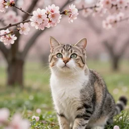photo of a cat in the blossoming garden, cat and flower, trending on artstation, super detailed, everything in a beautiful light, stylishly designed background, fantasy art, photoshop