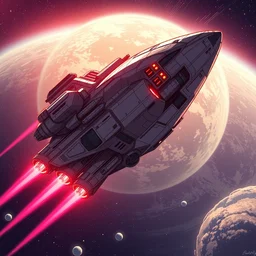 spaceship using the mass effect, pixiv fanbox, cinematic light, anime style, graphic novel by fiona staples and dustin nguyen, peter elson, alan bean, wangechi mutu, clean cel shaded vector art, trending on artstation