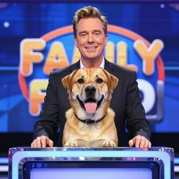 a dog that looks exactly like steve harvey on family feud, studio lighting, 4 k, photorealistic, award winning