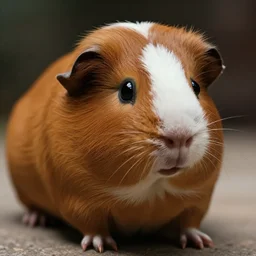 close up of a brown guinea pig, highly detailed, cinematic lighting, photograph