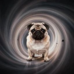 an extreamly cute pug is spiralling into quantum singularity