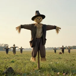 scarecrow parade, landscape, romanticism by andreas achenbach