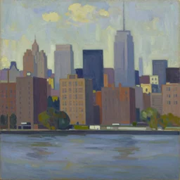 new york city landscape edward hopper - style painting