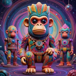 a surreal portrait statue of joe rogan as a psychedelic tiki monkey god figure by naoto hattori, android jones, and chris dyer, deep bold colors, galactic dmt entity, depth of field, intricate beautiful painting, billions of details, octane render, portal, 8 k, detailed vector, trending on artstation, cgisociety, wow!!!!!!