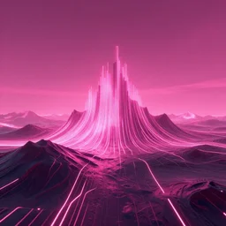 cyberpunk syntwave landscape, pink neon lights, futuristic, cgsociety, in the style of artstation