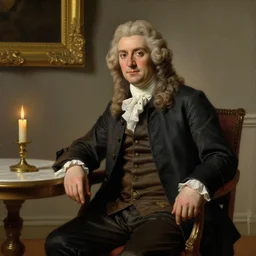 museum painting, beautiful, 3 0 years old man, wavy blonde hair, sitting in the chair, dressed in 1 8 th century clothes, table with burning candle, sharp focus, highly detailed, digital art, oil painting, masterpiece, leyendecker, rutkowski