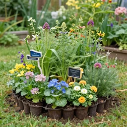 award-winning stock photography of a small colourful garden