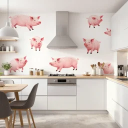modern kitchen wallpaper pig design. expensive