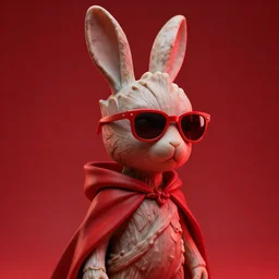 rabbit groot as marble statue with sunglasses, red sunglasses, in red background, soft red texture, red realistic 3 d render, high red lights, 4 k, high detailed photography cape, 5 0 mm lens, rich red colors, smooth gradients, depth of field, cinematic