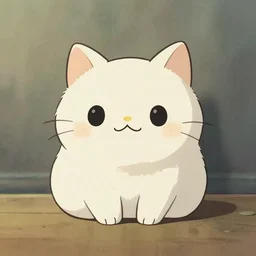 persian cat as minimalist cute sticky, artwork by studio ghibli