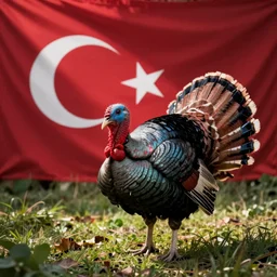 a turkey bird and a flag of turkey