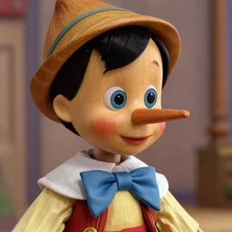 film still of dwayne the rock johnson as pinocchio in the new pinocchio movie, 4 k, puppet boy, long nose, wooden, highly detailed face, detailed eyes