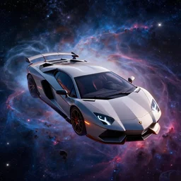 starship in the style of lamborghini floating in nebula, beautiful space background, technicolor, 4 k, super sharp, ludek pesek, rick guidice, chesley bonestell, lucien rudaux, rolf klep, fred freeman, george pal, highly detailed, artgerm, greg rutkowski, magali villeneuve