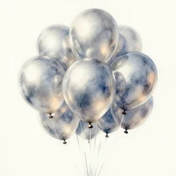 balloons, pinterest, artstation trending, behance, watercolor, by coby whitmore, silver, laser light,