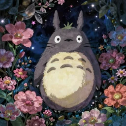 spirit creature in the flowers at night made by studio ghibli, beautiful scene, detailed, high quality, high details, smooth, 8 k, beautiful scene s - 1 0 5 4 7 9 7 1 3 4