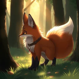 an anthropomorphic medieval fox with a fluffy tail in the forest, trending on artstation, trending on furaffinity, digital art, by kawacy, anime, furry art, warm light, backlighting