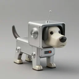( ( ( ( ( 1 9 5 0 s retro future robot android aluminum box dog. muted colors. ) ) ) ) ) by jean - baptiste monge!!!!!!!!!!!!!!!!!!!!!!!!!!!!!!