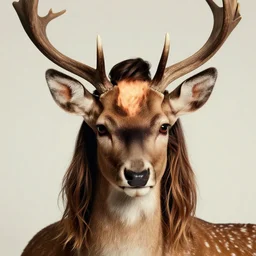head and shoulders masterpiece portrait of gal gadot as a deer, in style of joel meyerowitz