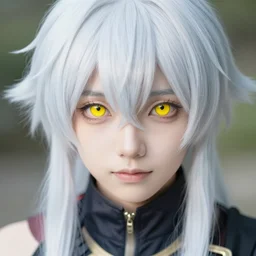 dslr portrait photo still of rimuru tempest, yellow eyes eyes that are yellow yellow eyes, 8 k, 8 5 mm f 1. 8