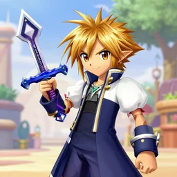 sora, from kingdom hearts, holding the artemis keyblade, in the art style of zootopia