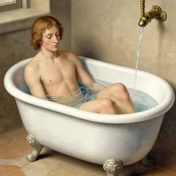 person taking a bath medieval book illustration , stunning masterpiece