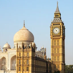 photograph of the big ben mixed with the taj mahal