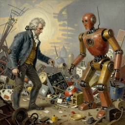 Jean-Baptiste Monge, Jean-Baptiste Monge, Jean-Baptiste Monge, Jean-Baptiste Monge, Jean-Baptiste Monge, Jean-Baptiste Monge artwork of a cluttered robot junkyard