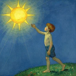 the boy who caught the sun in his web by Alfred kubin, digital concept art, trending on artstation