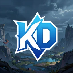 Logo kd angular letters. Blue and white, Artstation gaming