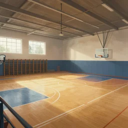 school gymnasium, matte painting by greg rutkowski, artstation